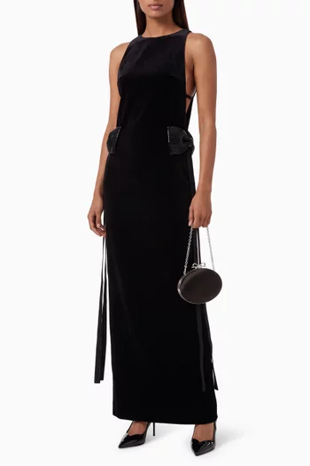 Bow-side Maxi Dress in Velvet