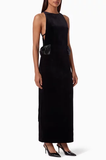 Bow-side Maxi Dress in Velvet