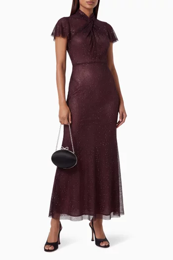 Rhinestone Fishnet Midi Dress