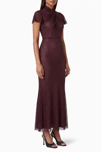 Rhinestone Fishnet Midi Dress