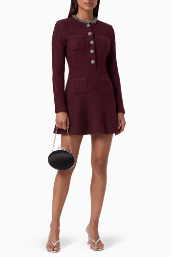 Textured Knit Embellished Mini Dress