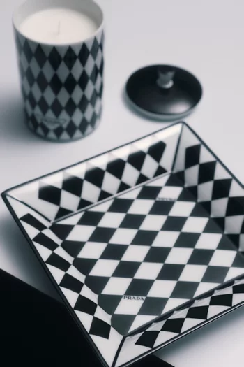 Large Checkerboard Catchall Tray in Porcelain