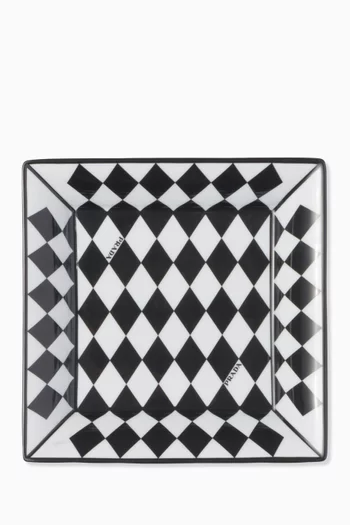 Large Checkerboard Catchall Tray in Porcelain