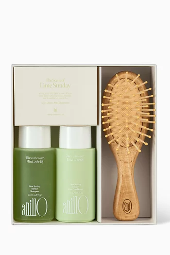 Lime Sunday Refresh Hair & Brush Set