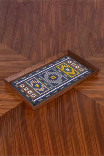 Dome of the Rock Mosque Serving Tray in Solid Walnut