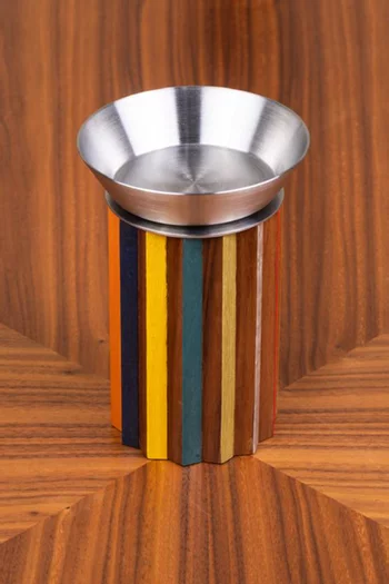 Striped Mabkhara incense Burner in Stainless Steel
