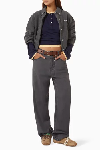 Contrast-trim Henley T-shirt in Jersey