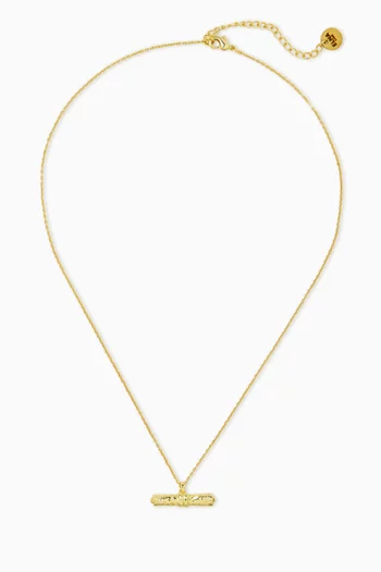 ORGANIC HAMMERED TOGGLE PENDANT NECKLACE ON 16" ADJUSTABLE CHAIN BRONZE BASE WITH 18K GOLD MICROPLATING:Gold    :One Size|220136701