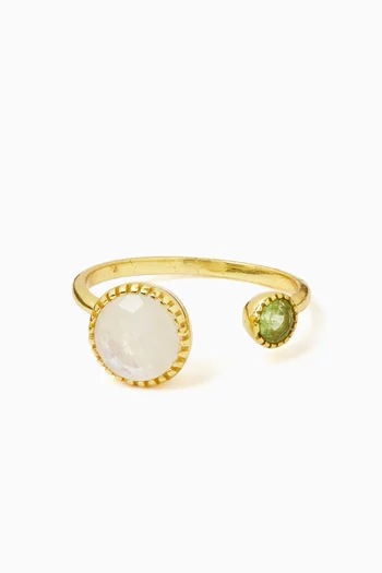 Two Faceted Ring in 18kt Gold-plated Bronze