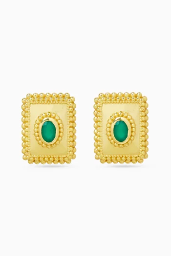 Vintage Framed Stud Earrings in 18kt Gold-plated Bronze