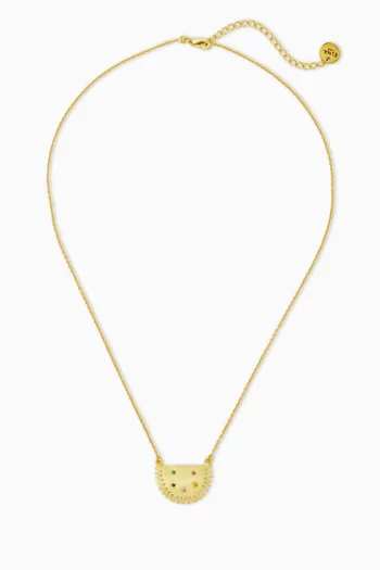 DELICATE PENDANT NECKLACE WITH STARBURST MOTIF AND HANDSET CZ STONES. INSPIRED BY RADIANT SUNRAYS WITH BRONZE BASE WITH 18K GOLD MICROPLATING:Multi Colour:One Size|220136678