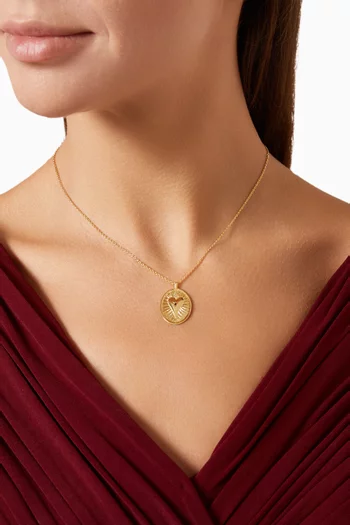 Oval Drop Pendant Necklace in 18kt Gold-plated Bronze