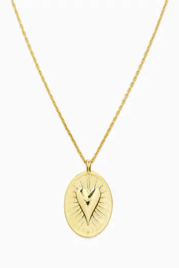 Oval Drop Pendant Necklace in 18kt Gold-plated Bronze