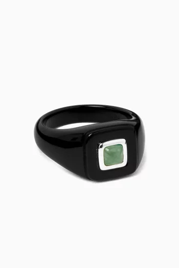Dagny Aventurine Signet Ring in Onyx