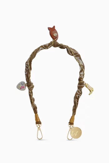 LAIA PHONE CHAIN IN COTTON VEIL, CHARMS MADE OF SEMI-PRECIOUS STONES AND STAINLESS STEEL, SWIVEL CLASPS AND STAINLESS STEEL RINGS 40CM SHORT CHAIN:Brown:One Size|220139923