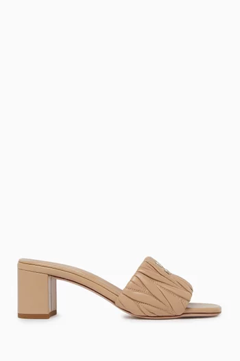 Logo 55 Slide Sandals in Matelassé Nappa
