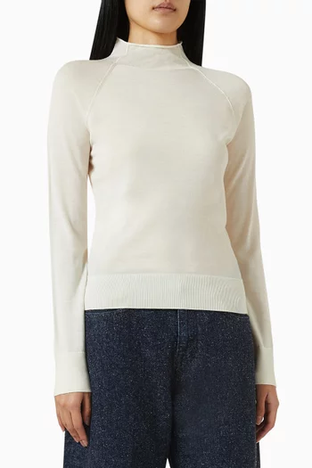 Funnel-neck Sweater in Merino Wool
