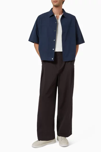 Open-collar Henley T-shirt in Cotton Blend