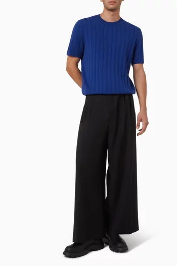 Rib-knit T-shirt in Merino Wool Blend