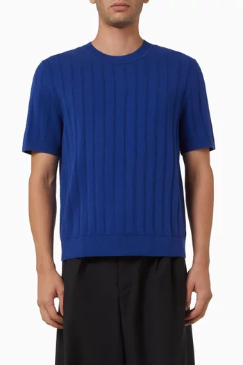 Rib-knit T-shirt in Merino Wool Blend