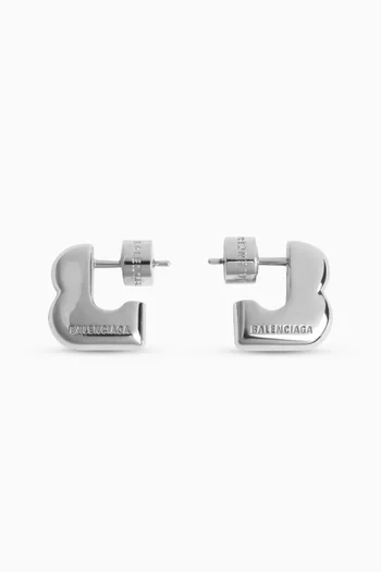 Unisex B Block Earrings in Recycled Brass