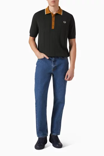 Logo Polo T-shirt in Cable-knit