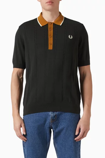 Logo Polo T-shirt in Cable-knit
