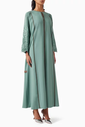 Embroidered Thread Abaya in Crepe
