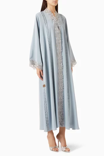 Lace-embellished Abaya in Nada