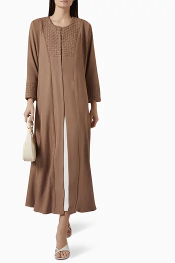 Grid-panel Pintuck Abaya in Crepe