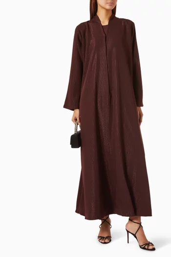 Metallic Strips Embroidered Abaya in Crepe