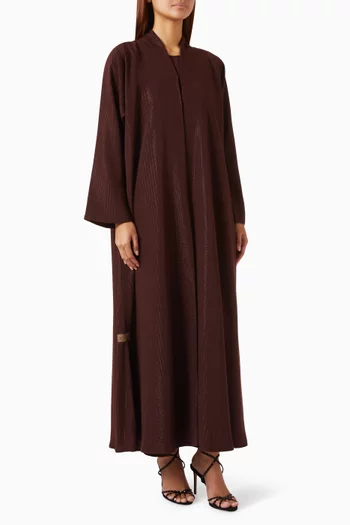 Metallic Strips Embroidered Abaya in Crepe
