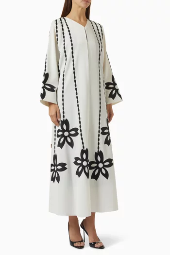 Contrast Chain Laser-cut Abaya in Crepe