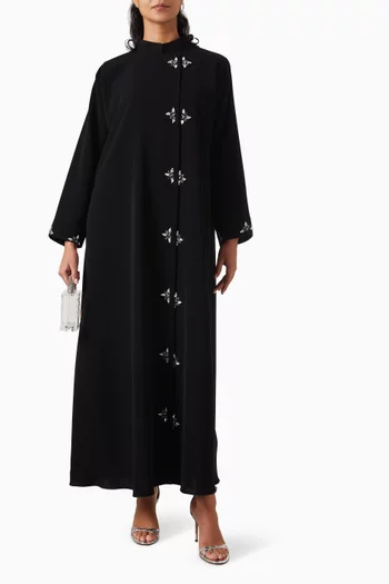 Crystal-embellished Overlap Abaya in Crepe