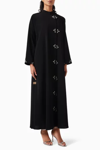 Crystal-embellished Overlap Abaya in Crepe