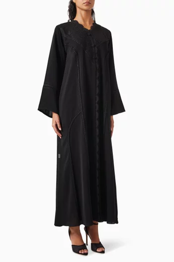 Lace-embellished Abaya in Nada