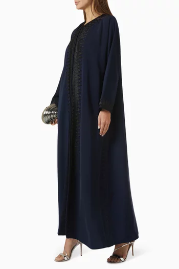 Tonal Cord Embroidered Abaya in Crepe