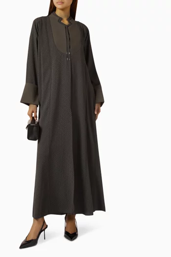 Geometric Notched Collar Abaya