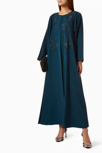 Tonal Thread Embroidered Abaya in Crepe