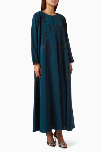 Tonal Thread Embroidered Abaya in Crepe