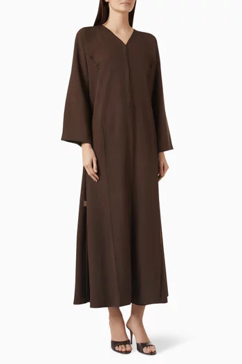 Lace-trim Abaya in Crepe