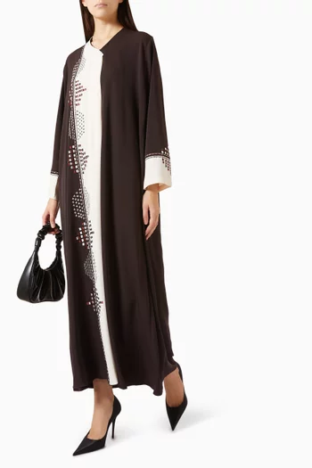 Thread-embroidered Abaya in Crepe