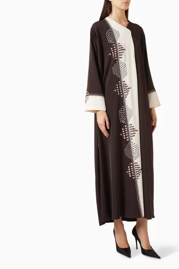 Thread-embroidered Abaya in Crepe