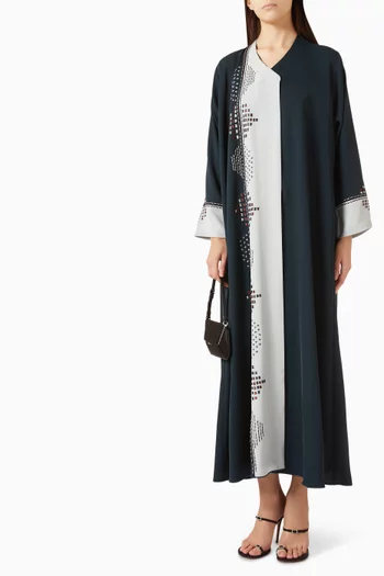 Thread-embroidered Abaya in Crepe