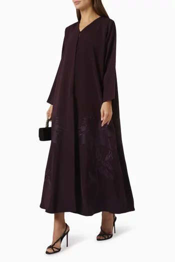 Tonal Thread Embroidered Abaya in Crepe