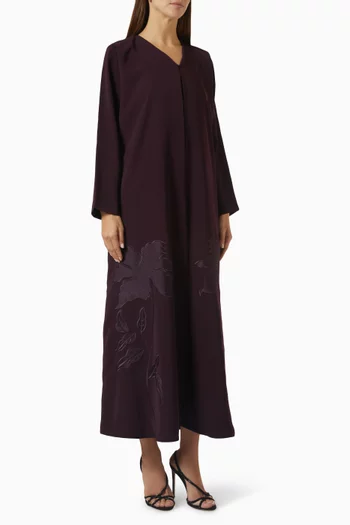 Tonal Thread Embroidered Abaya in Crepe