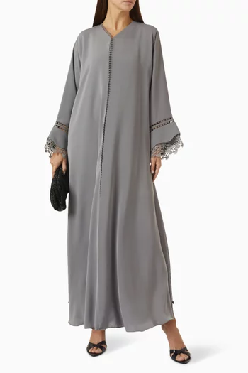 Lace-cut Abaya in Nada