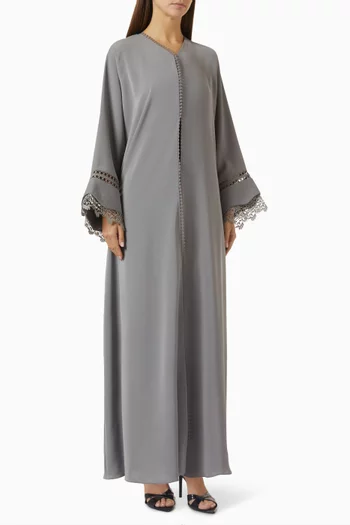 Lace-cut Abaya in Nada