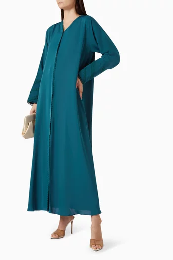 Lace-embroidered Abaya in Nada