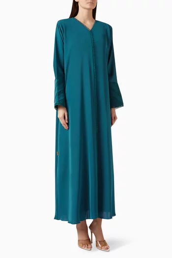 Lace-embroidered Abaya in Nada